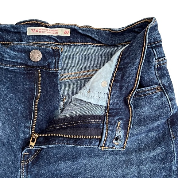 Levi's 724 High Rise Straight Jeans Distressed Ripped - Picture 6 of 16